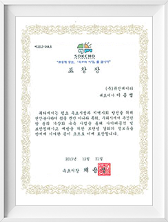 Commendation from the Mayor of Sokcho